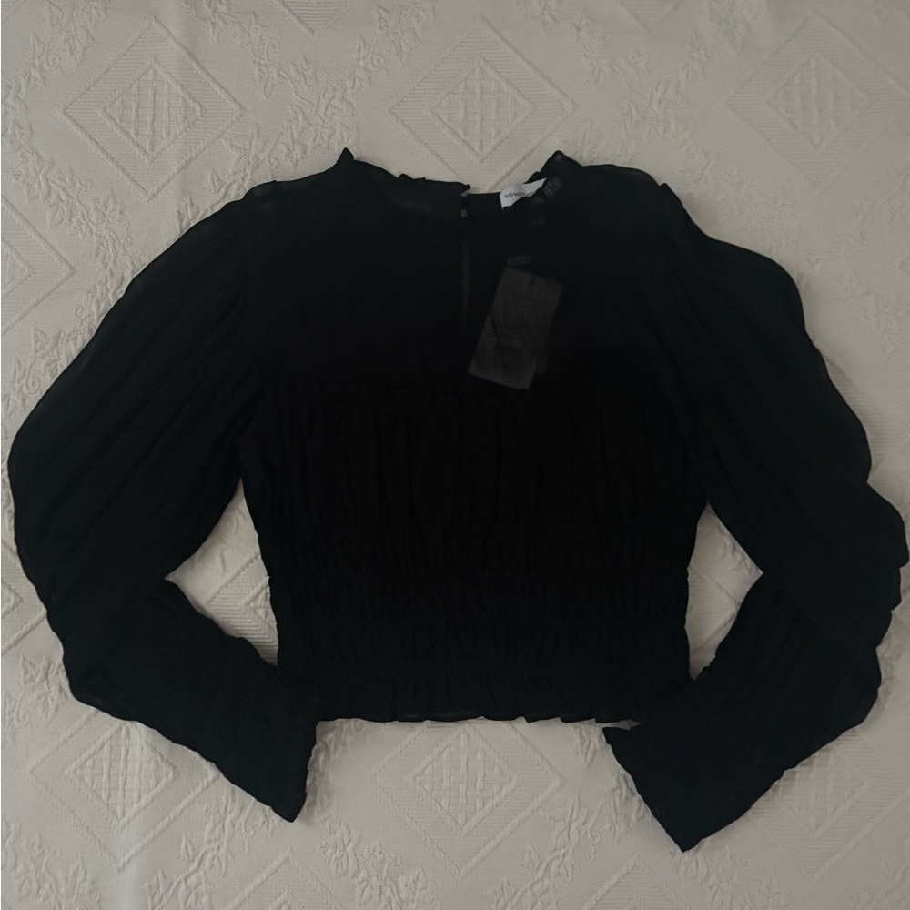 NWT SOMETHING NAVY Elegant Black Women's Top
